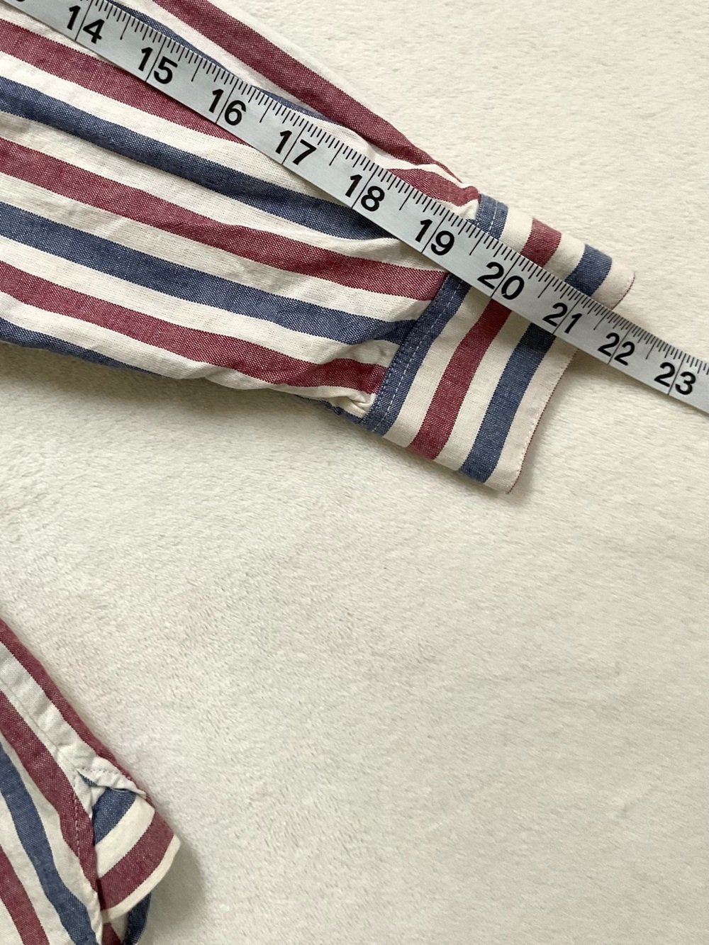 Sézane Max Shirt 36 Blue Ecru Burgundy Stripe Organic Cotton - Picture 9 of 12